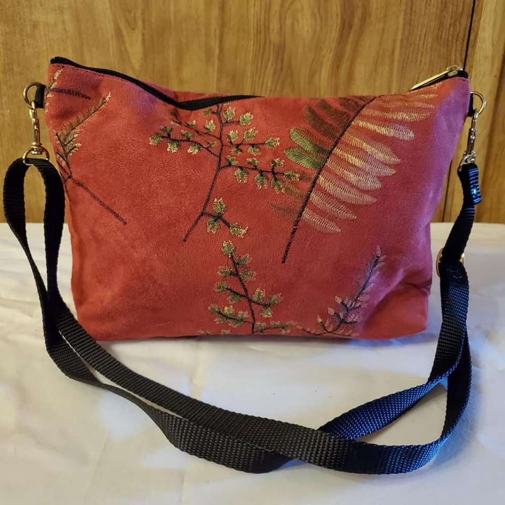 Danny K embroidered suede bag